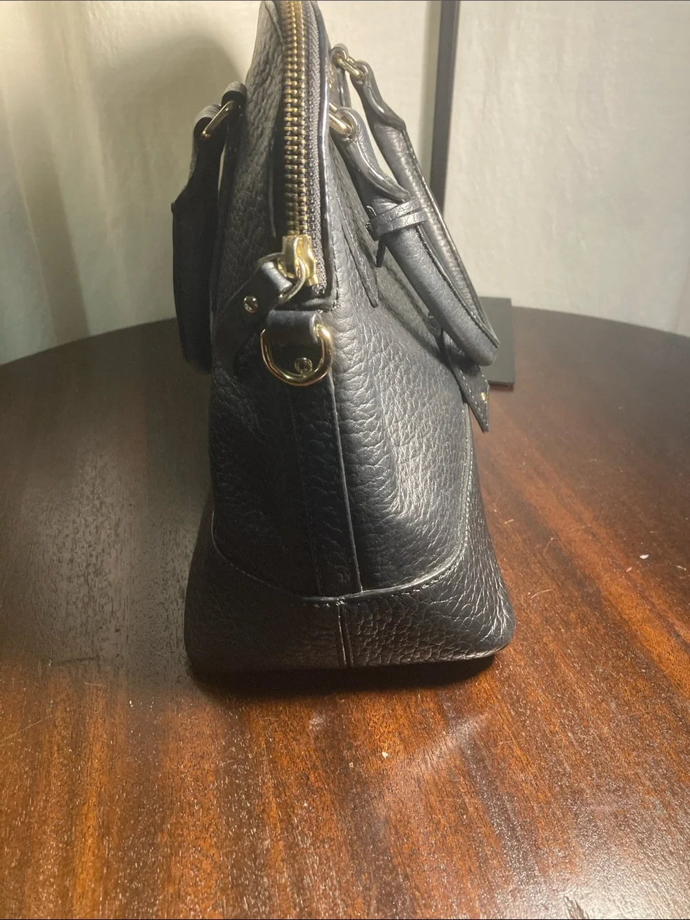 kate spade Black Pebbled Leather Dome Bay Street Rachel Satchel